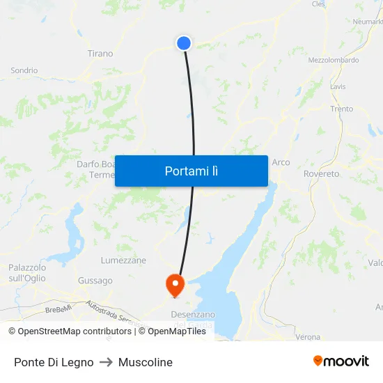 Ponte Di Legno to Muscoline map