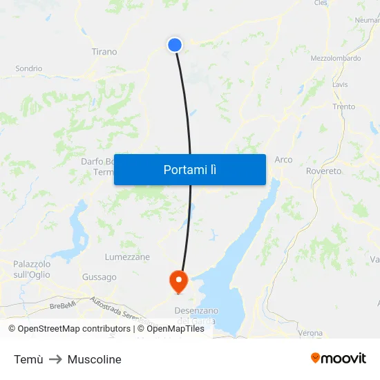 Temù to Muscoline map