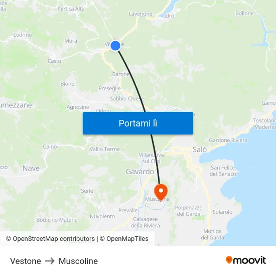 Vestone to Muscoline map
