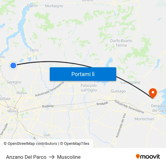 Anzano Del Parco to Muscoline map