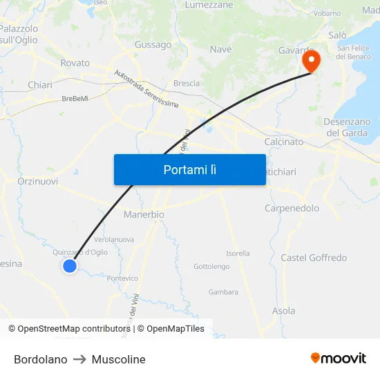 Bordolano to Muscoline map