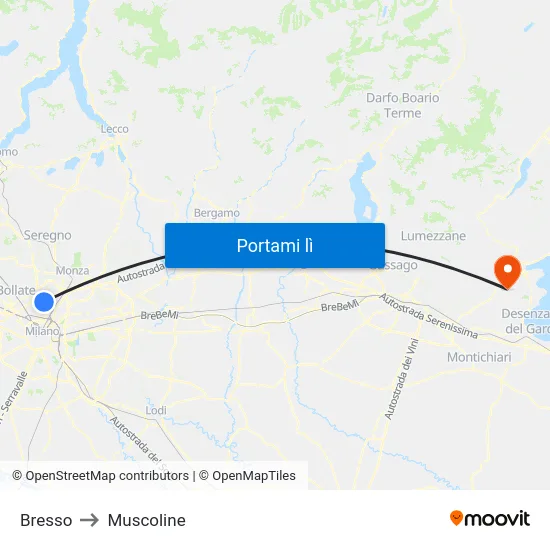 Bresso to Muscoline map