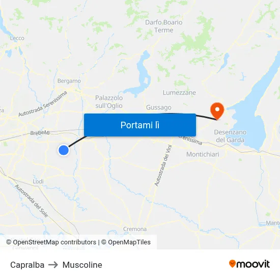 Capralba to Muscoline map