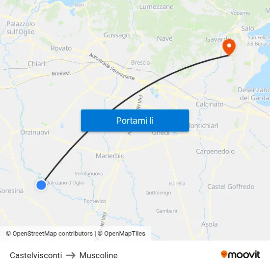 Castelvisconti to Muscoline map