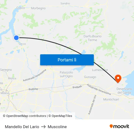 Mandello Del Lario to Muscoline map