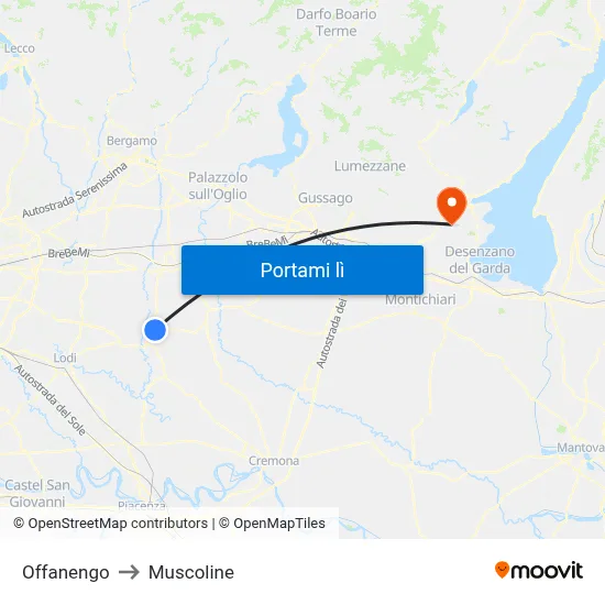 Offanengo to Muscoline map