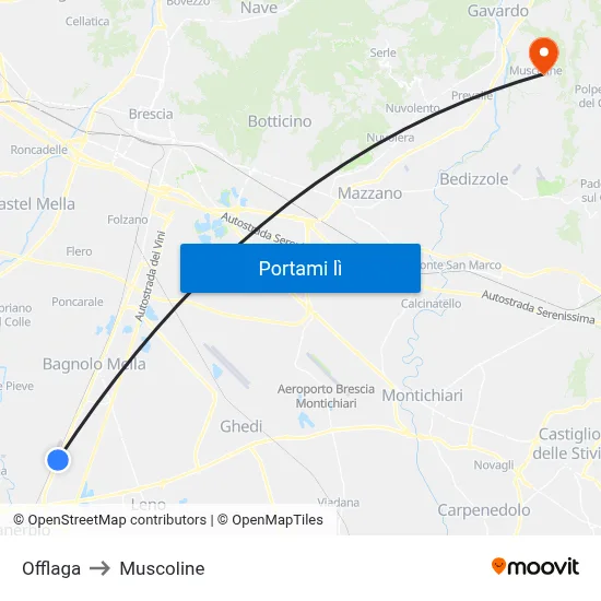 Offlaga to Muscoline map