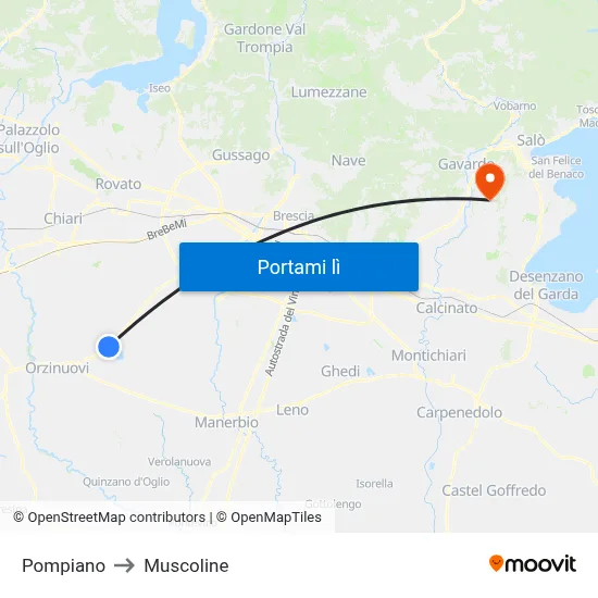 Pompiano to Muscoline map