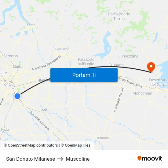 San Donato Milanese to Muscoline map