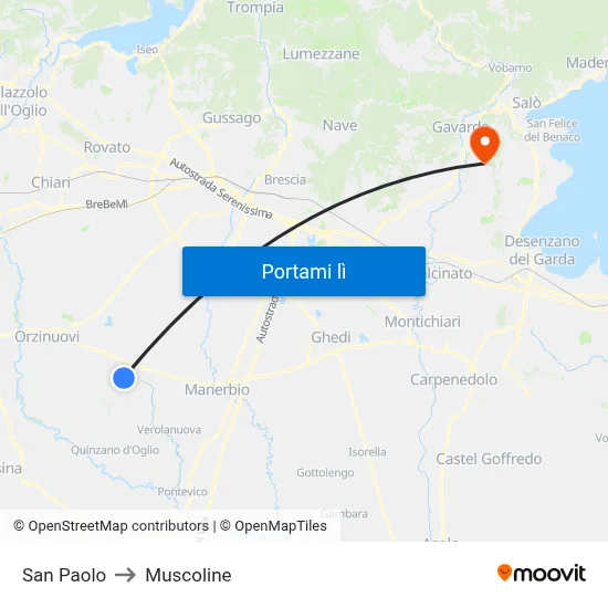 San Paolo to Muscoline map