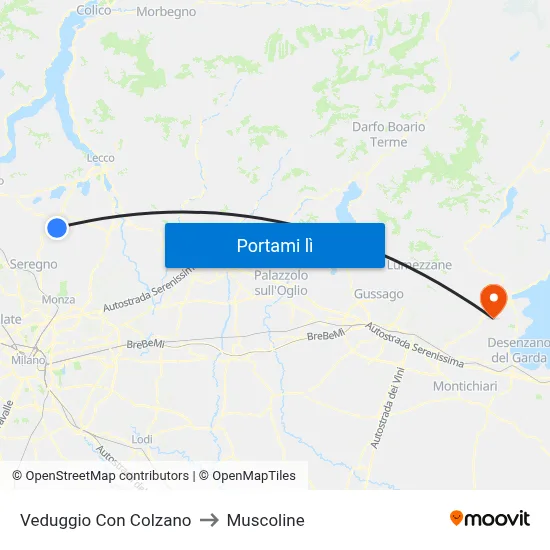 Veduggio Con Colzano to Muscoline map