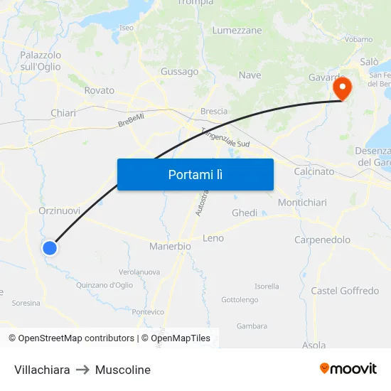 Villachiara to Muscoline map