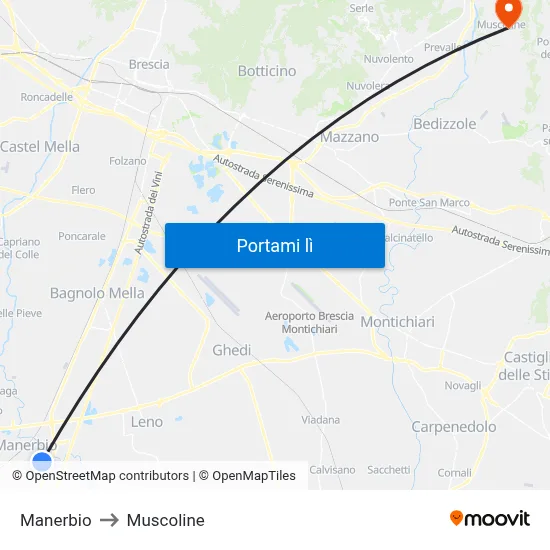 Manerbio to Muscoline map