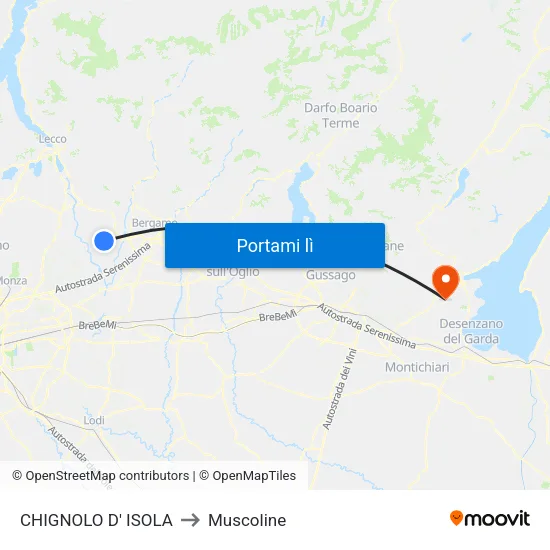 CHIGNOLO D' ISOLA to Muscoline map