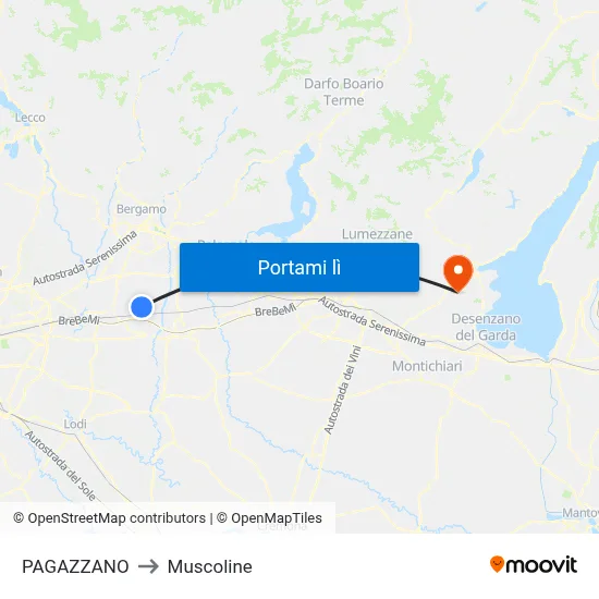PAGAZZANO to Muscoline map