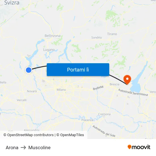 Arona to Muscoline map