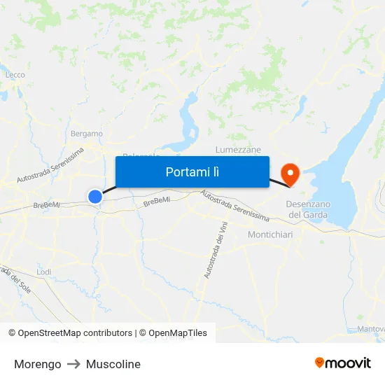 Morengo to Muscoline map