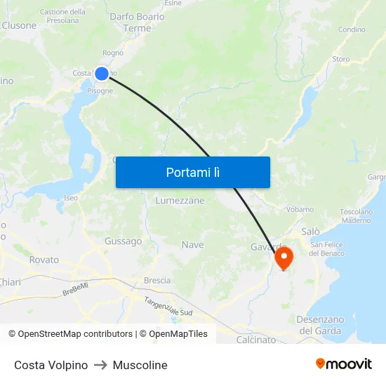 Costa Volpino to Muscoline map