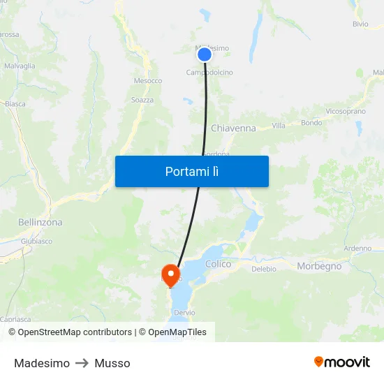 Madesimo to Musso map