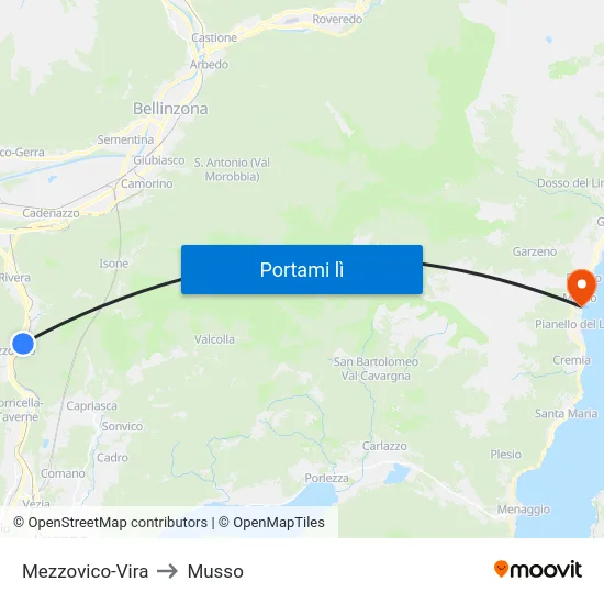 Mezzovico-Vira to Musso map
