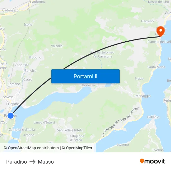 Paradiso to Musso map