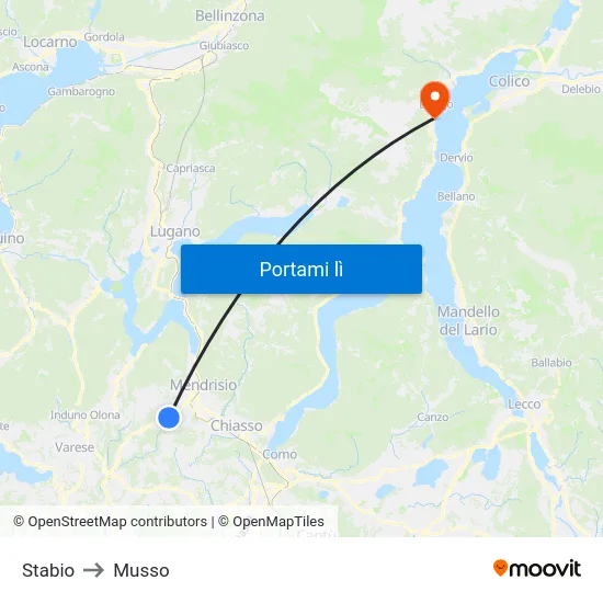 Stabio to Musso map