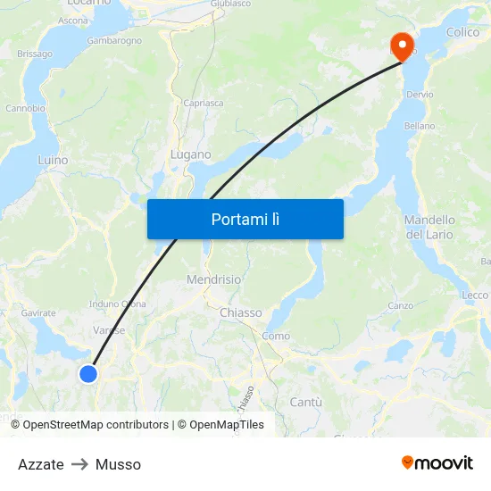 Azzate to Musso map