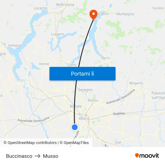 Buccinasco to Musso map