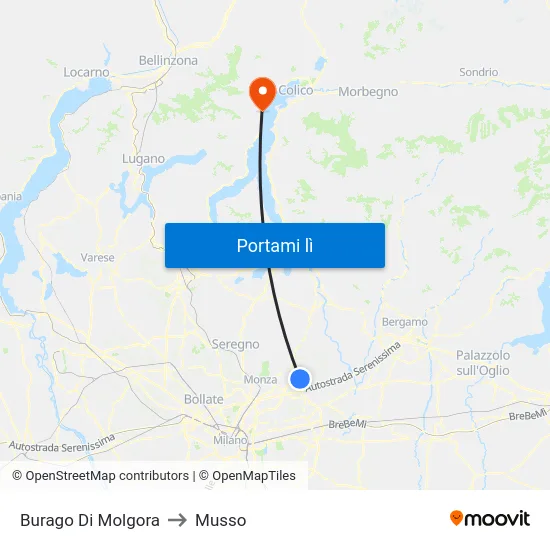 Burago Di Molgora to Musso map