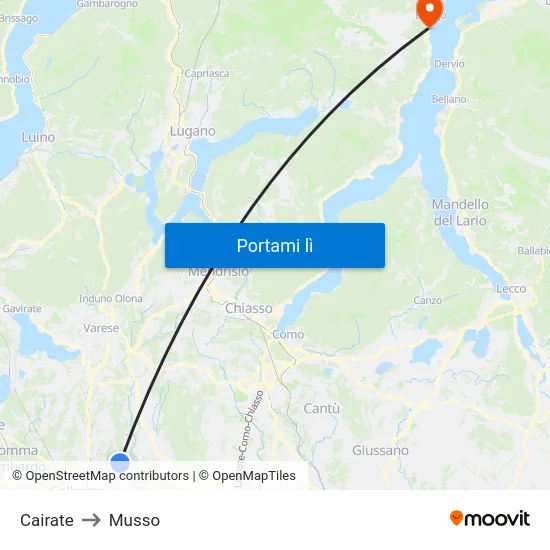 Cairate to Musso map