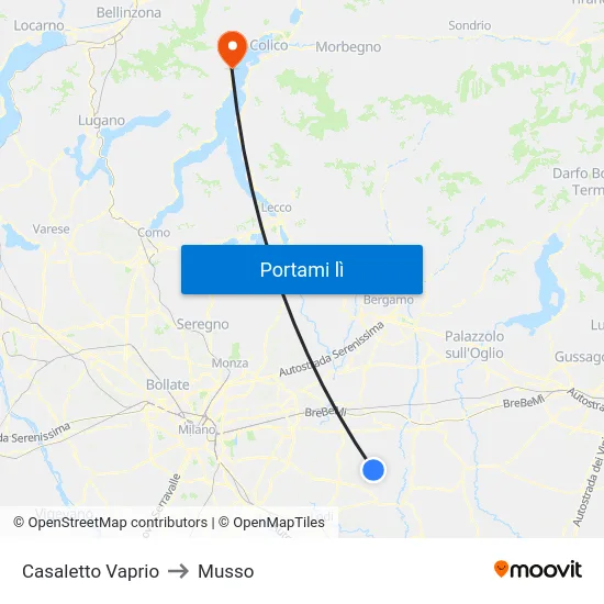 Casaletto Vaprio to Musso map