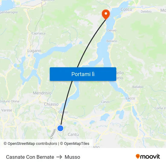Casnate Con Bernate to Musso map