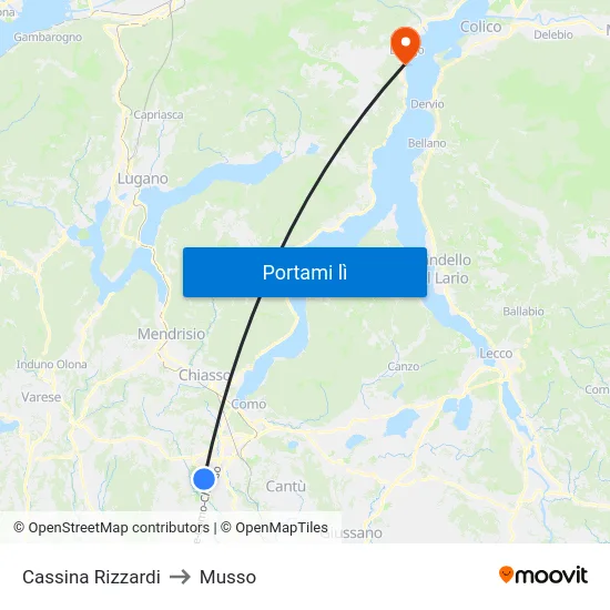 Cassina Rizzardi to Musso map