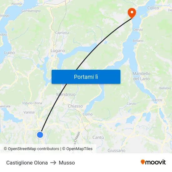 Castiglione Olona to Musso map