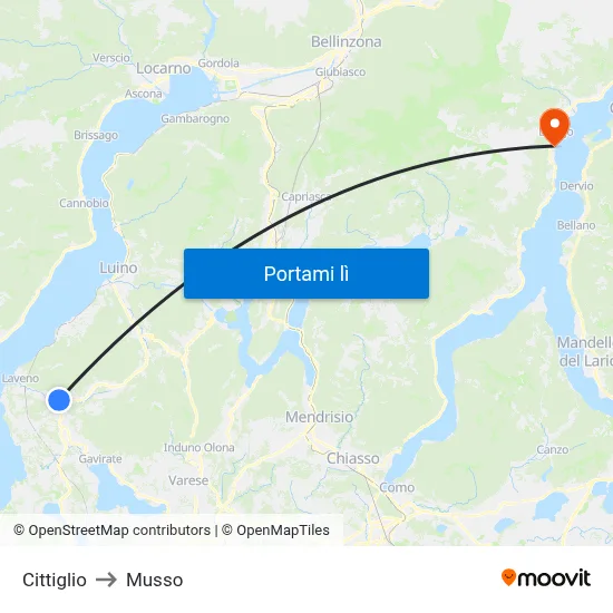 Cittiglio to Musso map