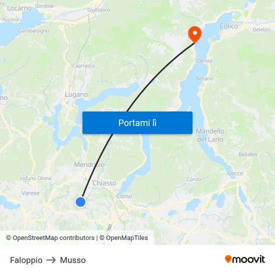 Faloppio to Musso map