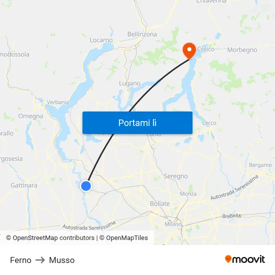 Ferno to Musso map