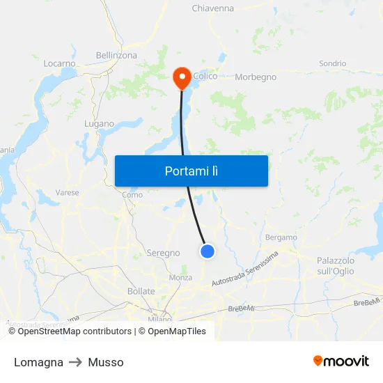 Lomagna to Musso map