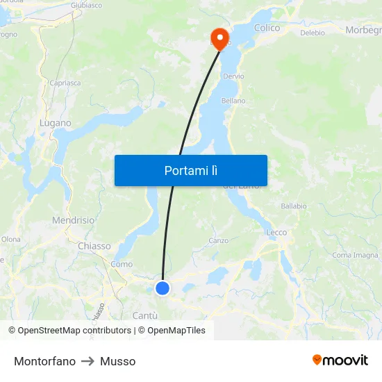 Montorfano to Musso map