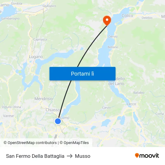 San Fermo Della Battaglia to Musso map