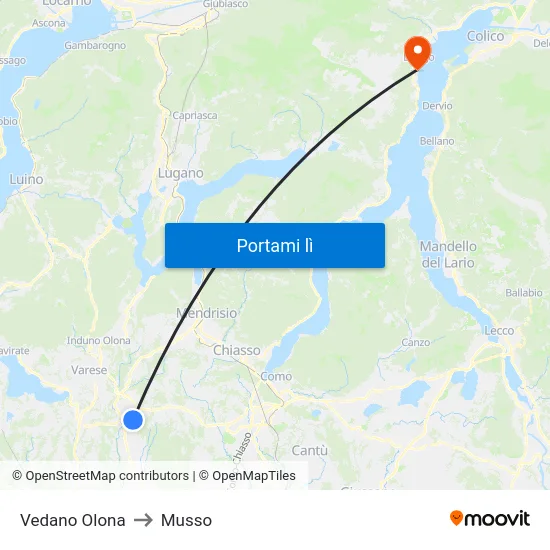 Vedano Olona to Musso map