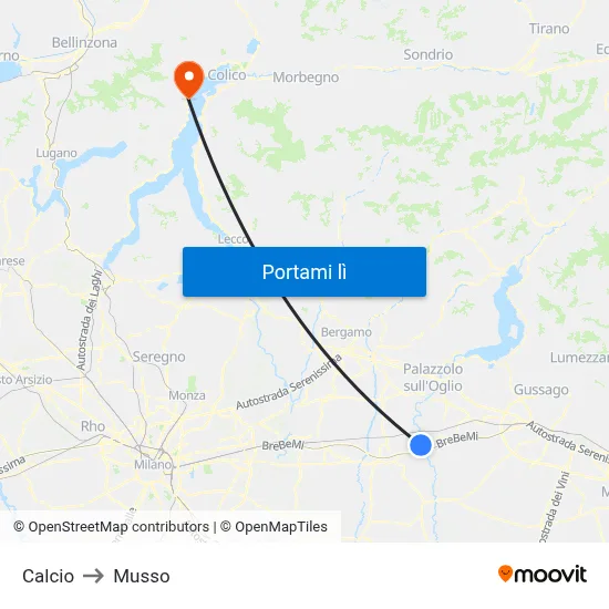 Calcio to Musso map