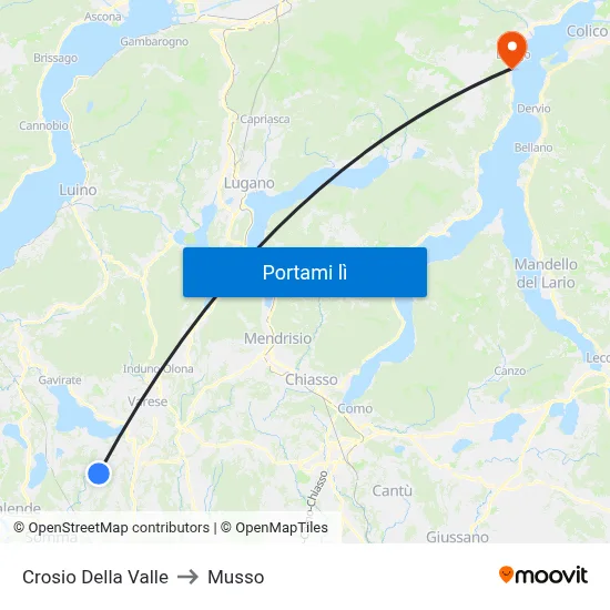 Crosio Della Valle to Musso map