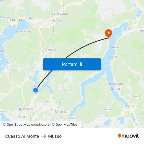 Cuasso Al Monte to Musso map