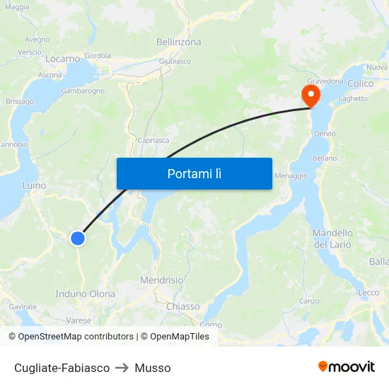 Cugliate-Fabiasco to Musso map