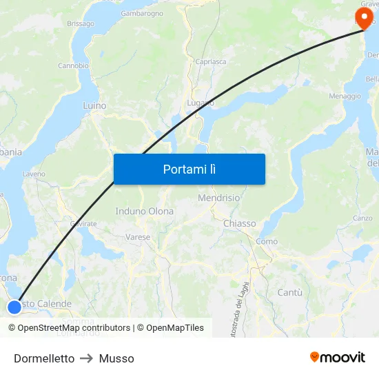 Dormelletto to Musso map