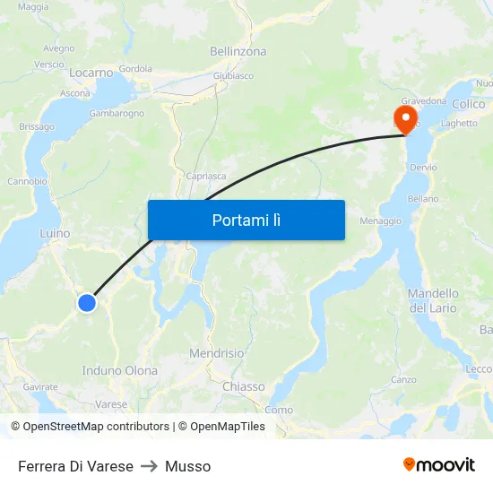 Ferrera Di Varese to Musso map
