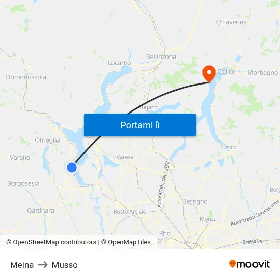 Meina to Musso map