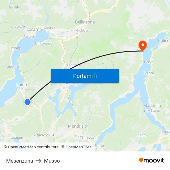 Mesenzana to Musso map
