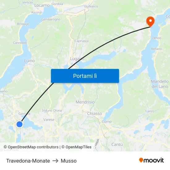 Travedona-Monate to Musso map
